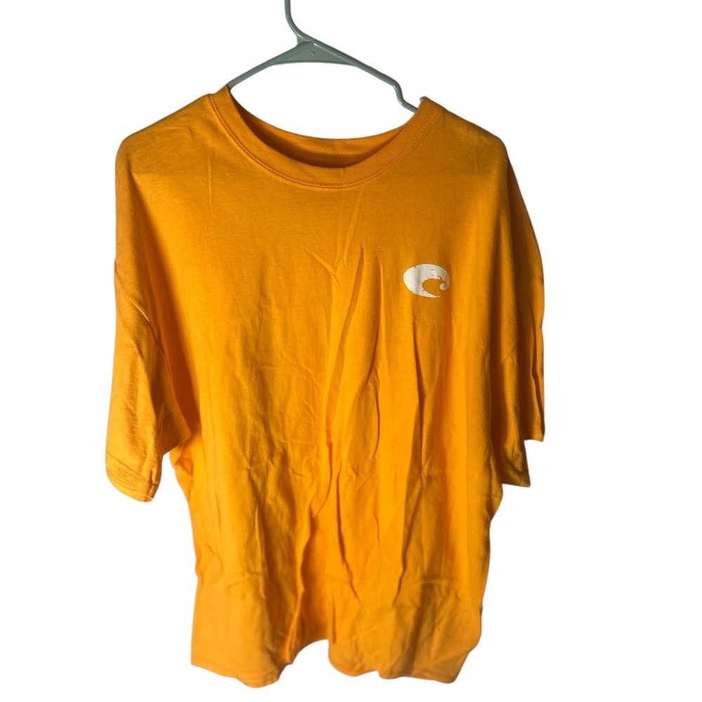 Costa Mustard T-Shirt with Blue Logo